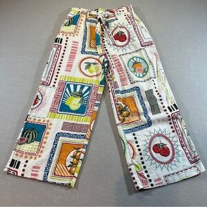 Joie‎ Women’s Linen Blend Tropical Fruit Print Pants XS Colorful Resort Vacation
